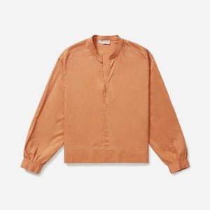 Everlane The Silky Cotton Split-Neck Blouse